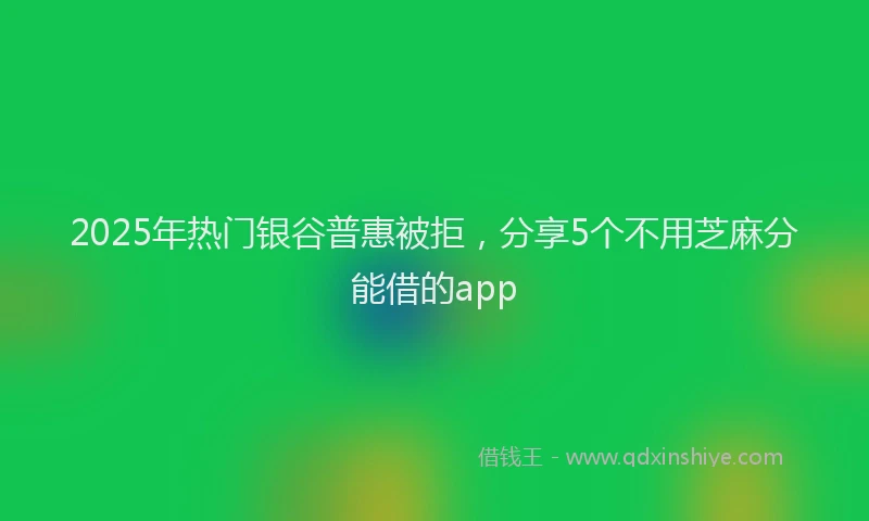 2025年热门银谷普惠被拒，分享5个不用芝麻分能借的app
