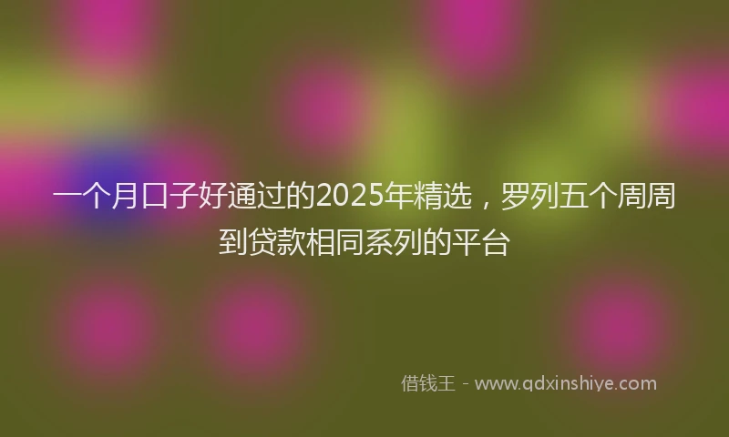 一个月口子好通过的2025年精选，罗列五个周周到贷款相同系列的平台