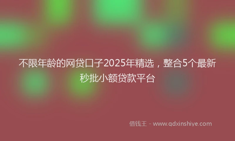 不限年龄的网贷口子2025年精选，整合5个最新秒批小额贷款平台