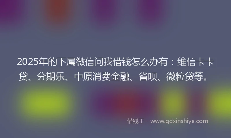 2025年的下属微信问我借钱怎么办有：维信卡卡贷、分期乐、中原消费金融、省呗、微粒贷等。