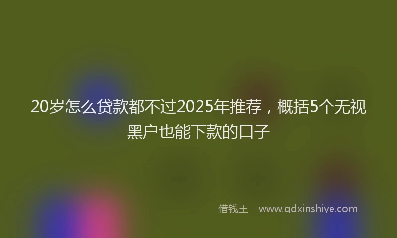 20岁怎么贷款都不过2025年推荐，概括5个无视黑户也能下款的口子