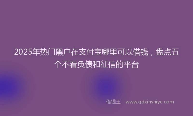 2025年热门黑户在支付宝哪里可以借钱，盘点五个不看负债和征信的平台