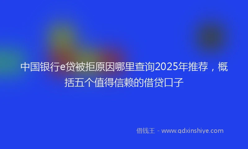 中国银行e贷被拒原因哪里查询2025年推荐，概括五个值得信赖的借贷口子