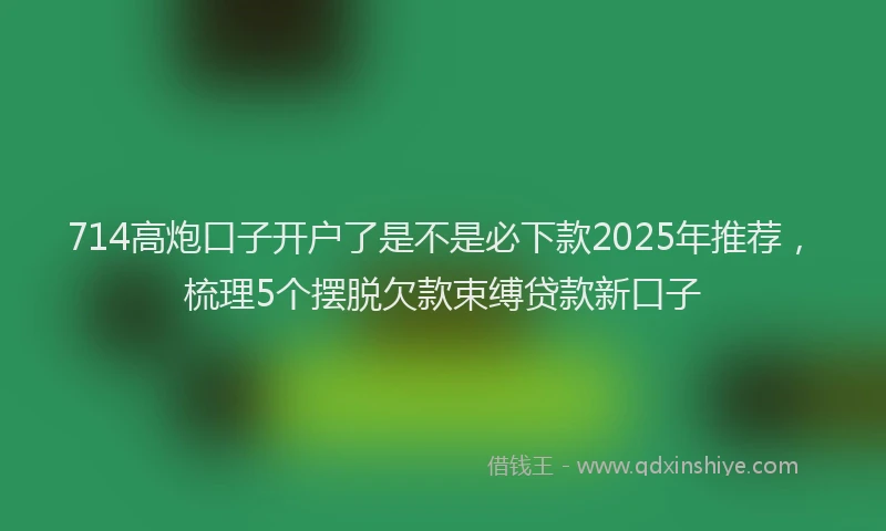 714高炮口子开户了是不是必下款2025年推荐，梳理5个摆脱欠款束缚贷款新口子
