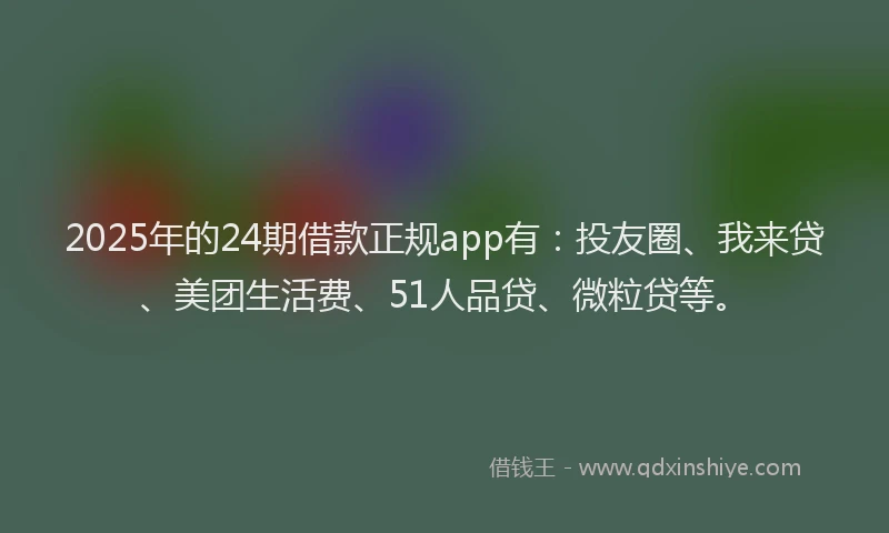 2025年的24期借款正规app有：投友圈、我来贷、美团生活费、51人品贷、微粒贷等。