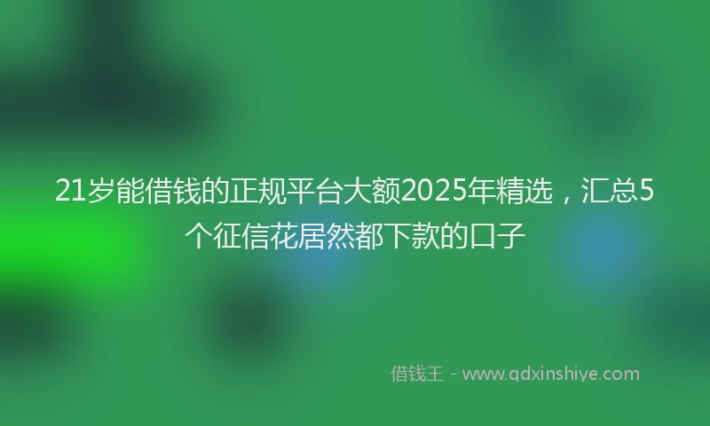 21岁能借钱的正规平台大额2025年精选，汇总5个征信花居然都下款的口子