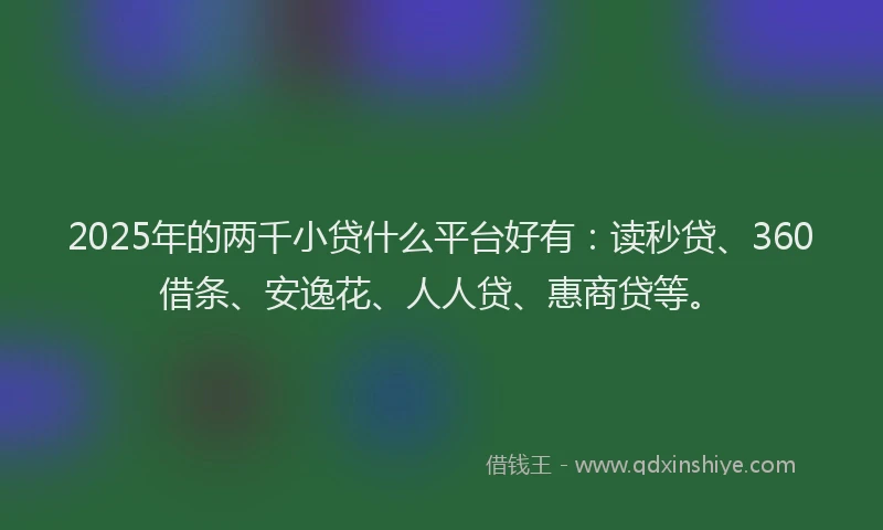2025年的两千小贷什么平台好有：读秒贷、360借条、安逸花、人人贷、惠商贷等。