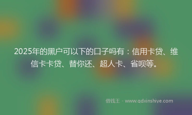 2025年的黑户可以下的口子吗有：信用卡贷、维信卡卡贷、替你还、超人卡、省呗等。