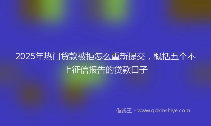 2025年热门贷款被拒怎么重新提交，概括五个不上征信报告的贷款口子