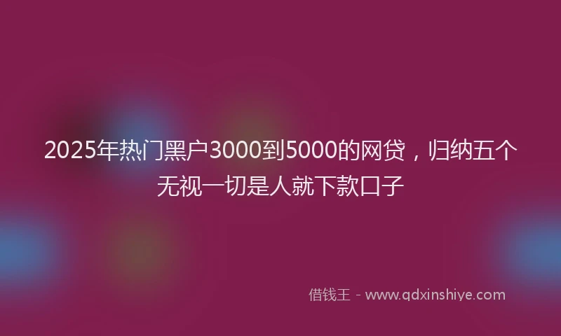 2025年热门黑户3000到5000的网贷，归纳五个无视一切是人就下款口子