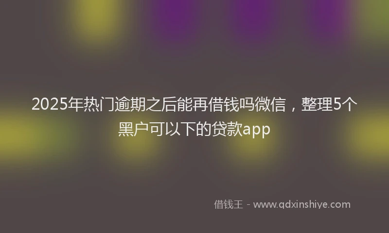 2025年热门逾期之后能再借钱吗微信，整理5个黑户可以下的贷款app