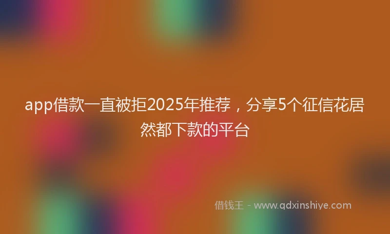 app借款一直被拒2025年推荐，分享5个征信花居然都下款的平台