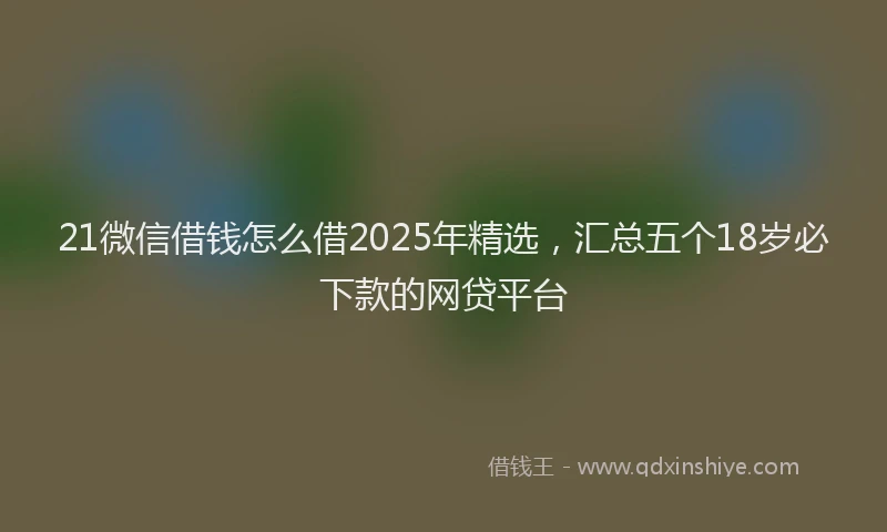21微信借钱怎么借2025年精选，汇总五个18岁必下款的网贷平台