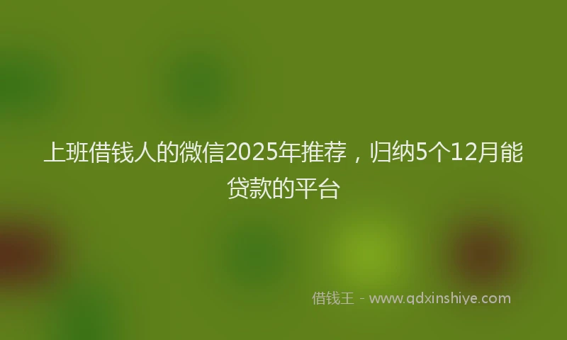 上班借钱人的微信2025年推荐，归纳5个12月能贷款的平台