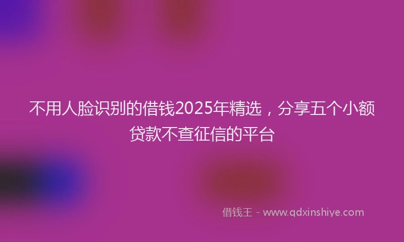 不用人脸识别的借钱2025年精选，分享五个小额贷款不查征信的平台