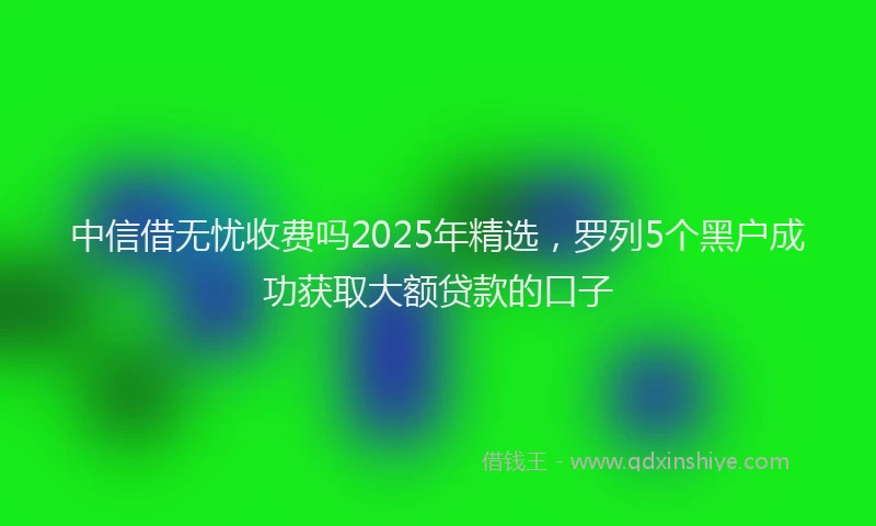 中信借无忧收费吗2025年精选，罗列5个黑户成功获取大额贷款的口子