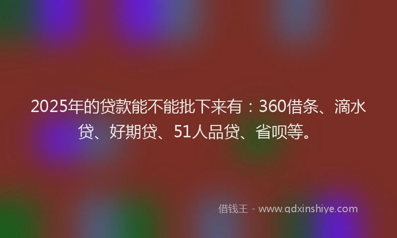 2025年的贷款能不能批下来有：360借条、滴水贷、好期贷、51人品贷、省呗等。