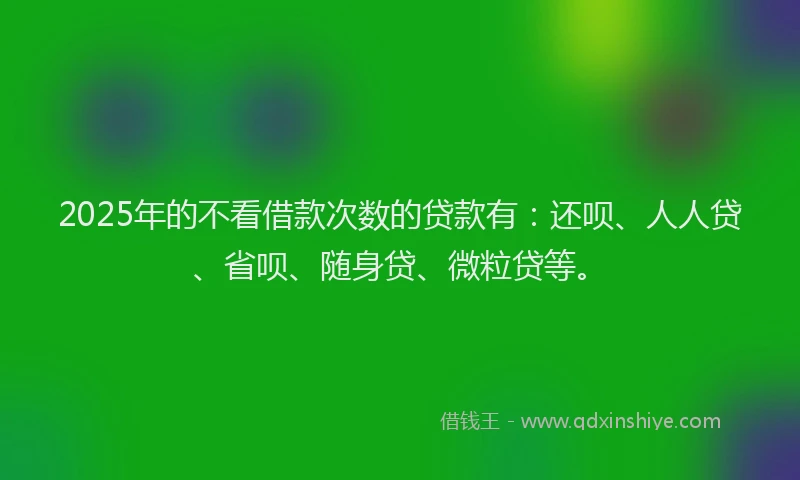 2025年的不看借款次数的贷款有：还呗、人人贷、省呗、随身贷、微粒贷等。