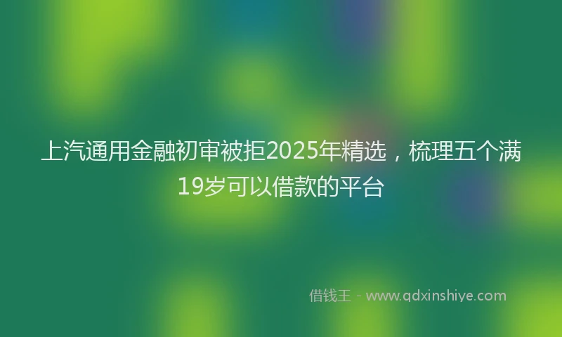 上汽通用金融初审被拒2025年精选，梳理五个满19岁可以借款的平台