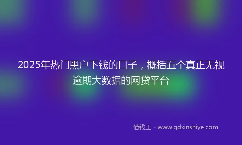 2025年热门黑户下钱的口子，概括五个真正无视逾期大数据的网贷平台