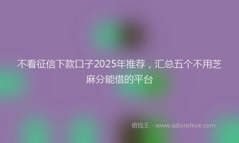不看征信下款口子2025年推荐，汇总五个不用芝麻分能借的平台