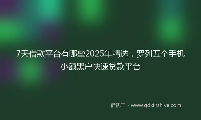 7天借款平台有哪些2025年精选，罗列五个手机小额黑户快速贷款平台