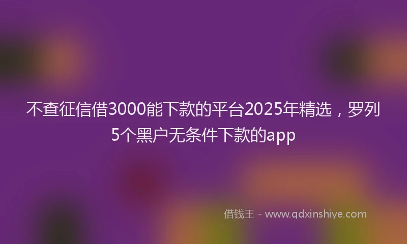 不查征信借3000能下款的平台2025年精选，罗列5个黑户无条件下款的app