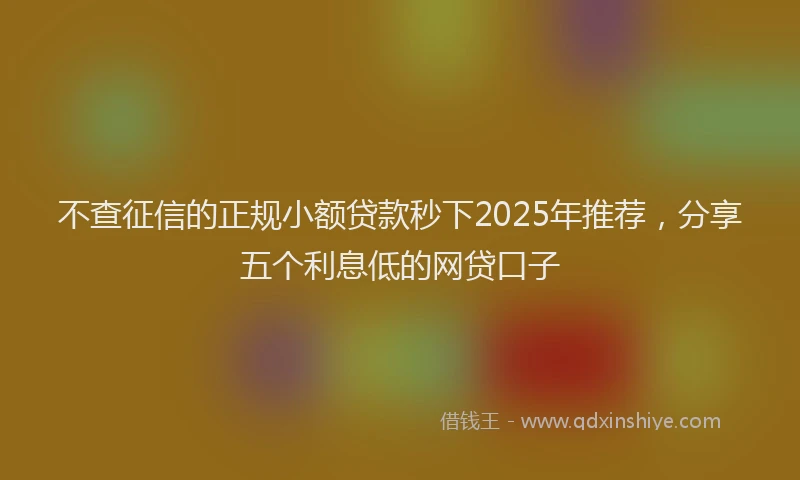 不查征信的正规小额贷款秒下2025年推荐，分享五个利息低的网贷口子