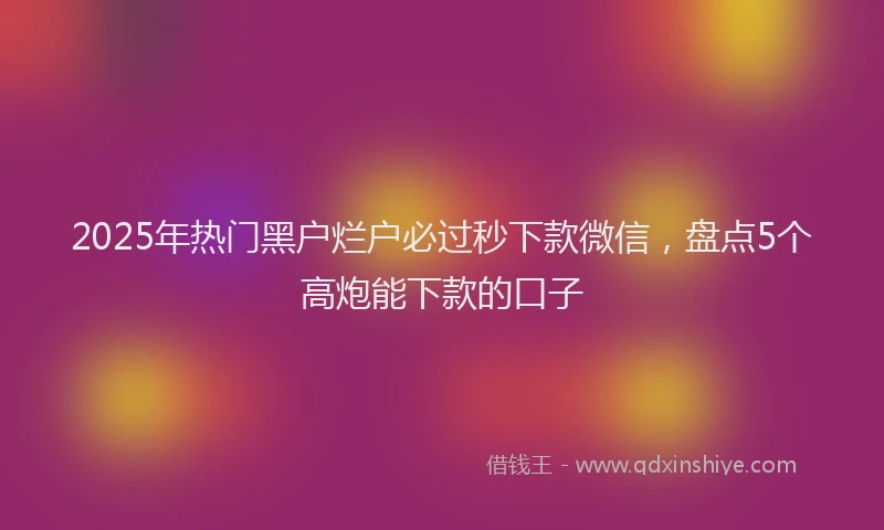 2025年热门黑户烂户必过秒下款微信，盘点5个高炮能下款的口子