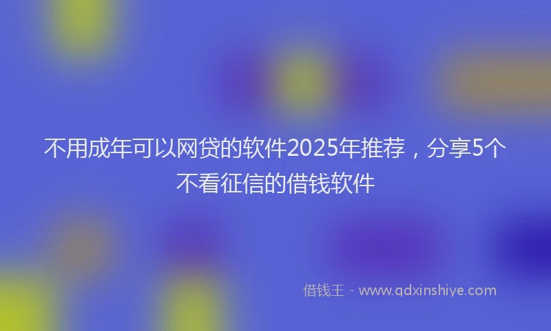 不用成年可以网贷的软件2025年推荐，分享5个不看征信的借钱软件
