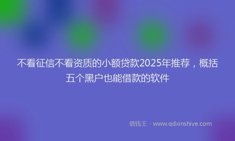 不看征信不看资质的小额贷款2025年推荐，概括五个黑户也能借款的软件