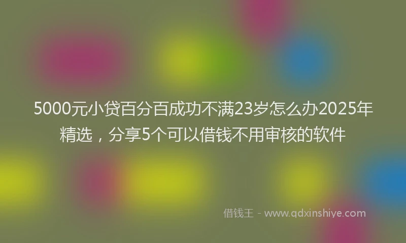 5000元小贷百分百成功不满23岁怎么办2025年精选，分享5个可以借钱不用审核的软件
