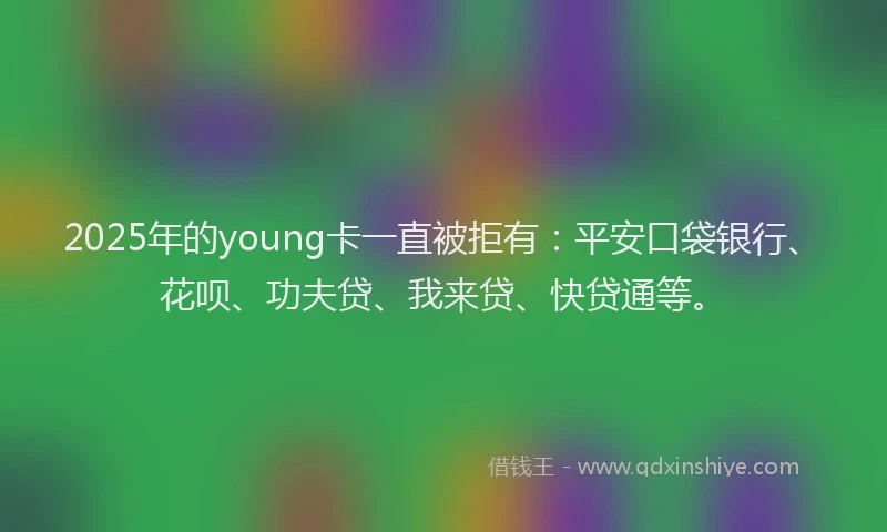 2025年的young卡一直被拒有：平安口袋银行、花呗、功夫贷、我来贷、快贷通等。