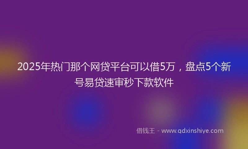 2025年热门那个网贷平台可以借5万，盘点5个新号易贷速审秒下款软件