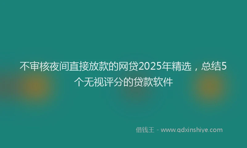 不审核夜间直接放款的网贷2025年精选，总结5个无视评分的贷款软件