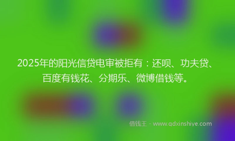 2025年的阳光信贷电审被拒有：还呗、功夫贷、百度有钱花、分期乐、微博借钱等。