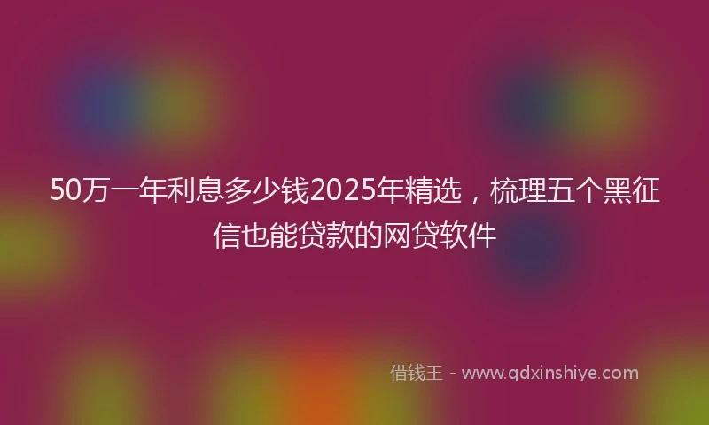 50万一年利息多少钱2025年精选，梳理五个黑征信也能贷款的网贷软件