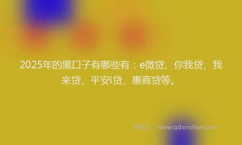2025年的黑口子有哪些有：e微贷、你我贷、我来贷、平安i贷、惠商贷等。