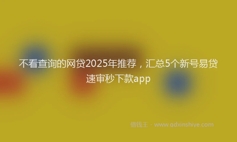 不看查询的网贷2025年推荐，汇总5个新号易贷速审秒下款app