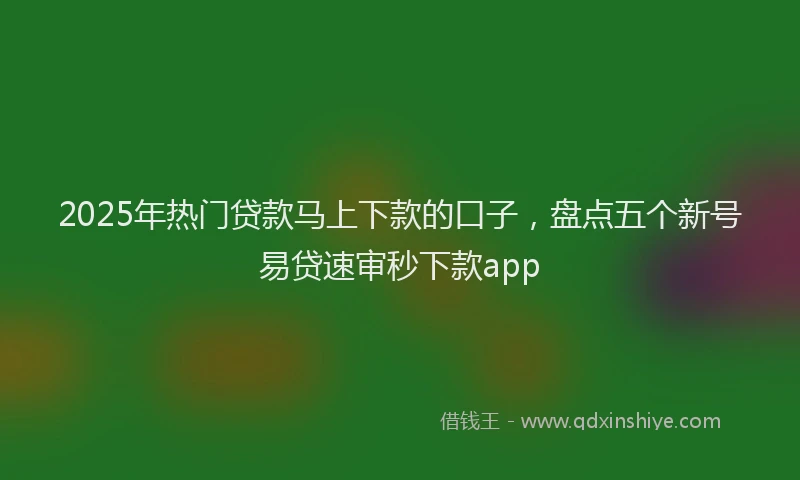 2025年热门贷款马上下款的口子，盘点五个新号易贷速审秒下款app