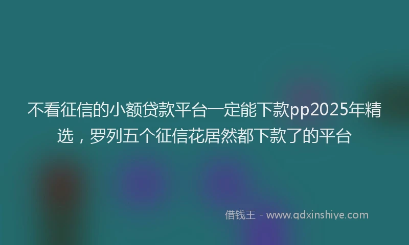 不看征信的小额贷款平台一定能下款pp2025年精选，罗列五个征信花居然都下款了的平台