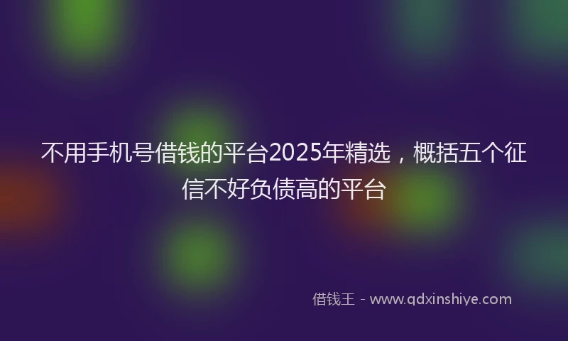 不用手机号借钱的平台2025年精选，概括五个征信不好负债高的平台
