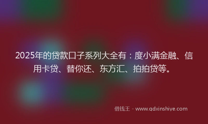 2025年的贷款口子系列大全有：度小满金融、信用卡贷、替你还、东方汇、拍拍贷等。