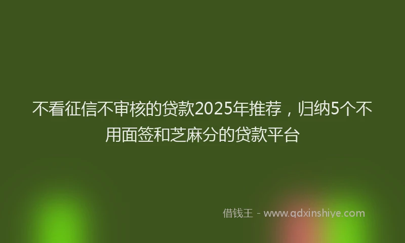 不看征信不审核的贷款2025年推荐，归纳5个不用面签和芝麻分的贷款平台