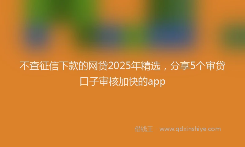不查征信下款的网贷2025年精选，分享5个审贷口子审核加快的app