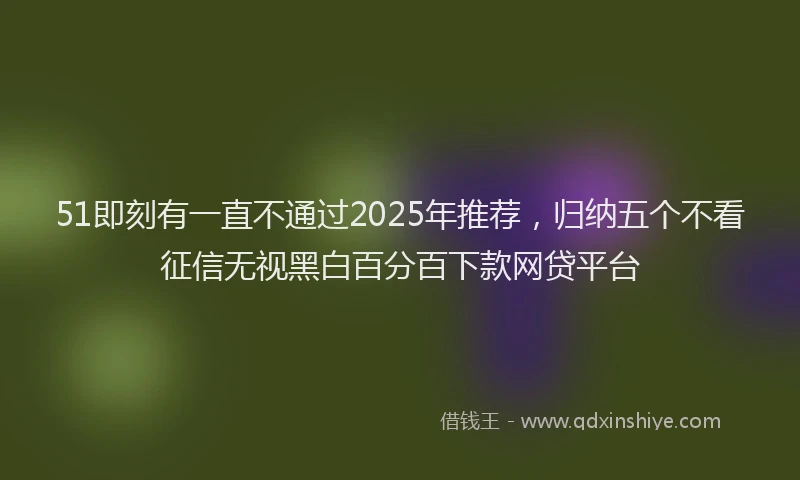 51即刻有一直不通过2025年推荐，归纳五个不看征信无视黑白百分百下款网贷平台