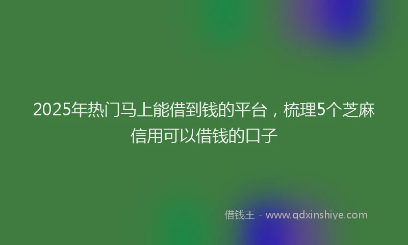 2025年热门马上能借到钱的平台，梳理5个芝麻信用可以借钱的口子