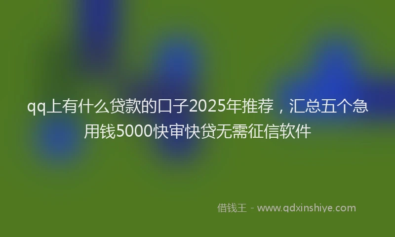qq上有什么贷款的口子2025年推荐，汇总五个急用钱5000快审快贷无需征信软件