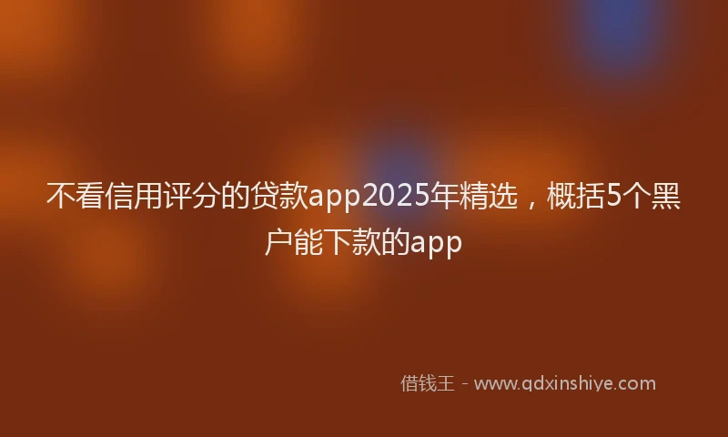不看信用评分的贷款app2025年精选，概括5个黑户能下款的app