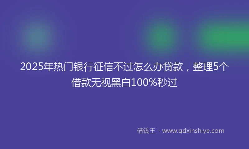 2025年热门银行征信不过怎么办贷款，整理5个借款无视黑白100%秒过